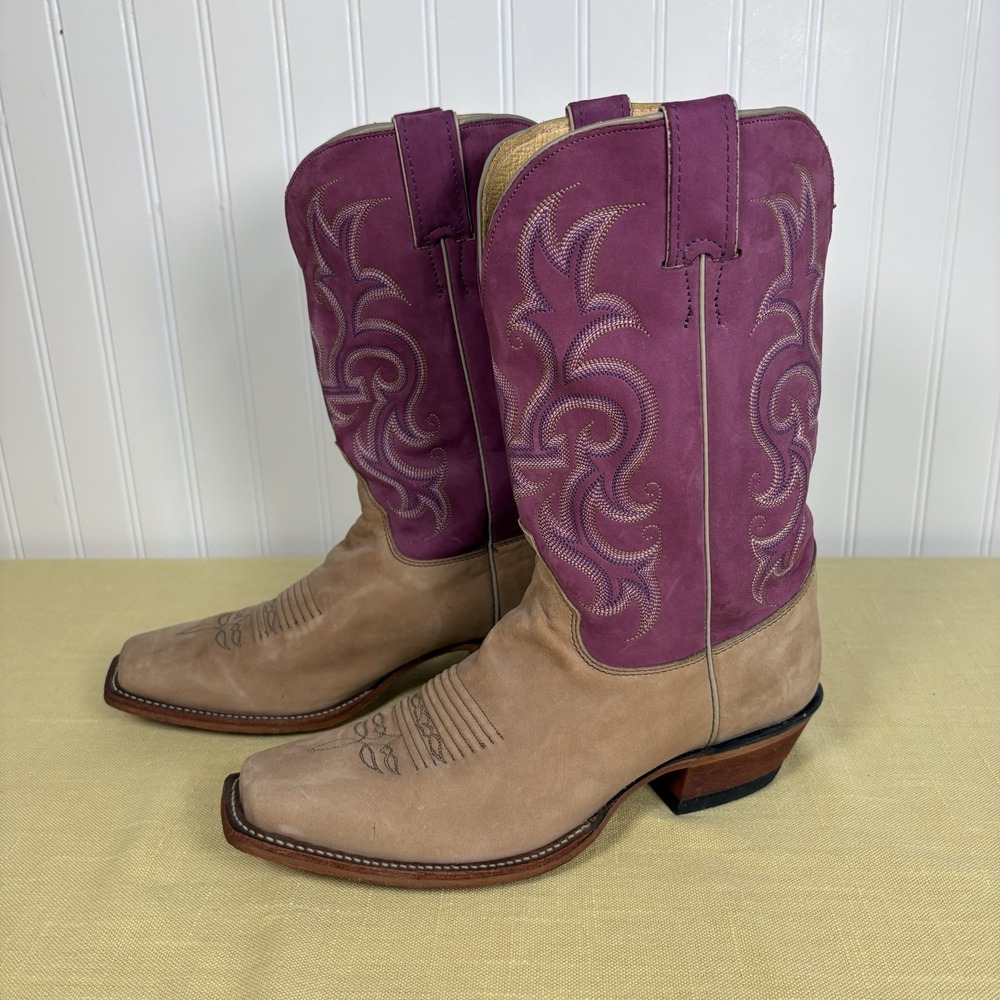Justin Cowgirl Boots BRL621 Size 9.5 B Pink Shaft Wedding Festival RARE Rancher